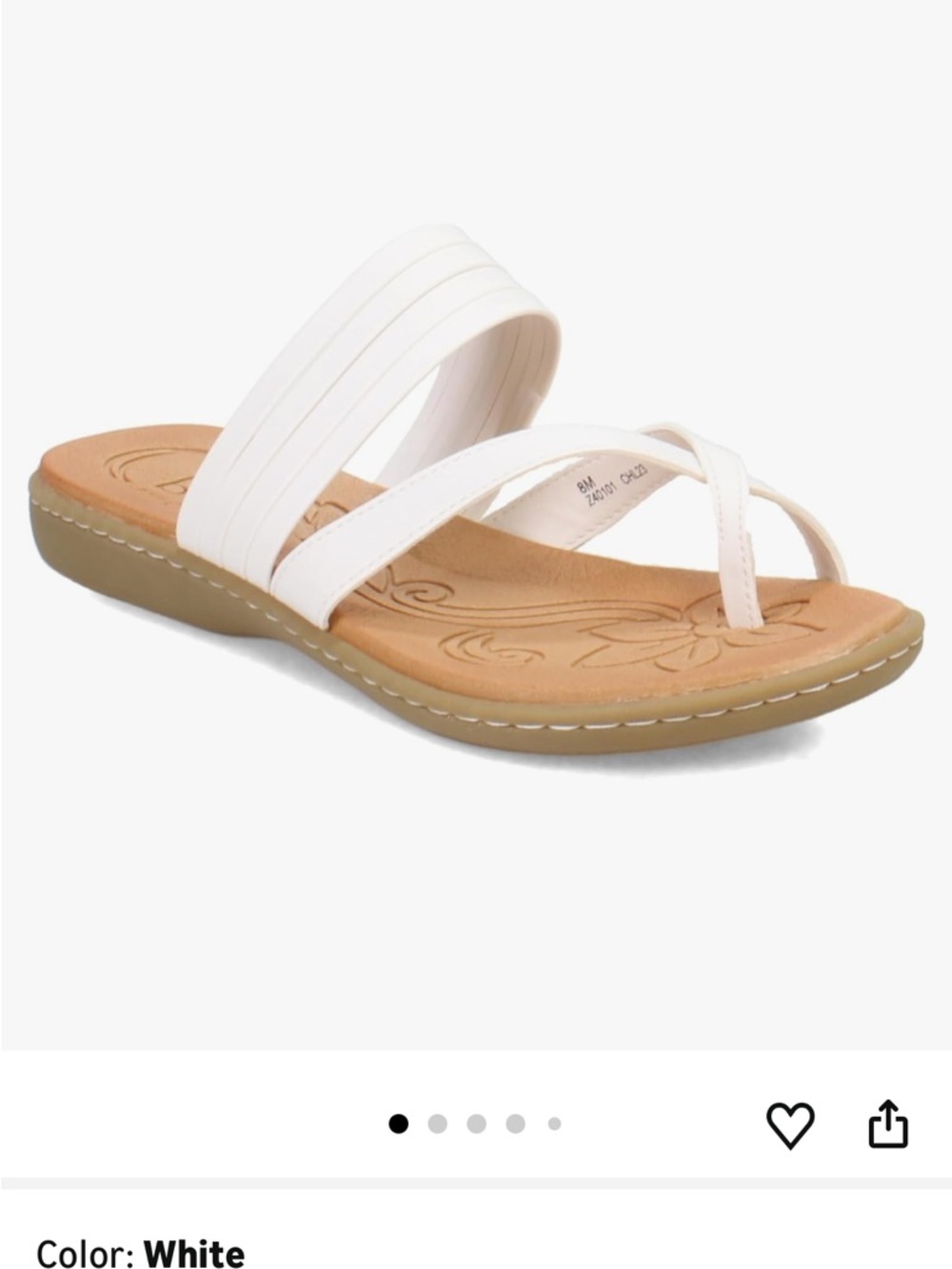b.o.c. White Elastic Toe-Post Slide Sandals - Picture 2 of 9